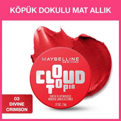 Maybelline New York Cloudtopia Köpük Dokulu Mat Allık 03 Divine Crimson