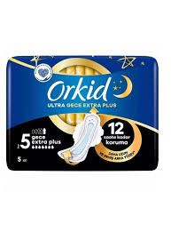 Orkid Ultra Gece Extra (Boy 5) Kanatlı Hijyenik Ped 5 Adet